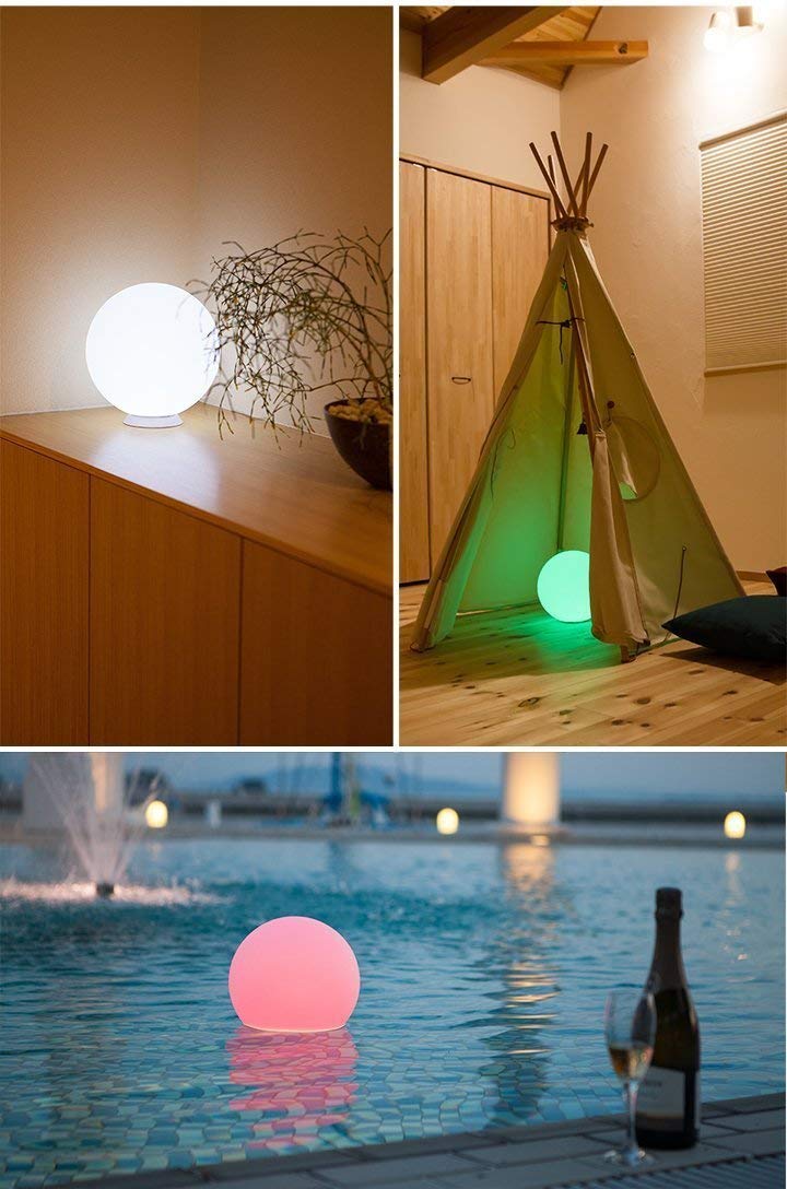 Mr.Go 8-inch Ultra-Fun LED Glowing Ball Light w/Remote, RGB Color Changing Globe Mood Lamp, 16 Colors 8 Brightness 4 Lighting Modes, Waterproof, Rechargeable & AC Adapter Power, Stunning Light Orb Ball 8"