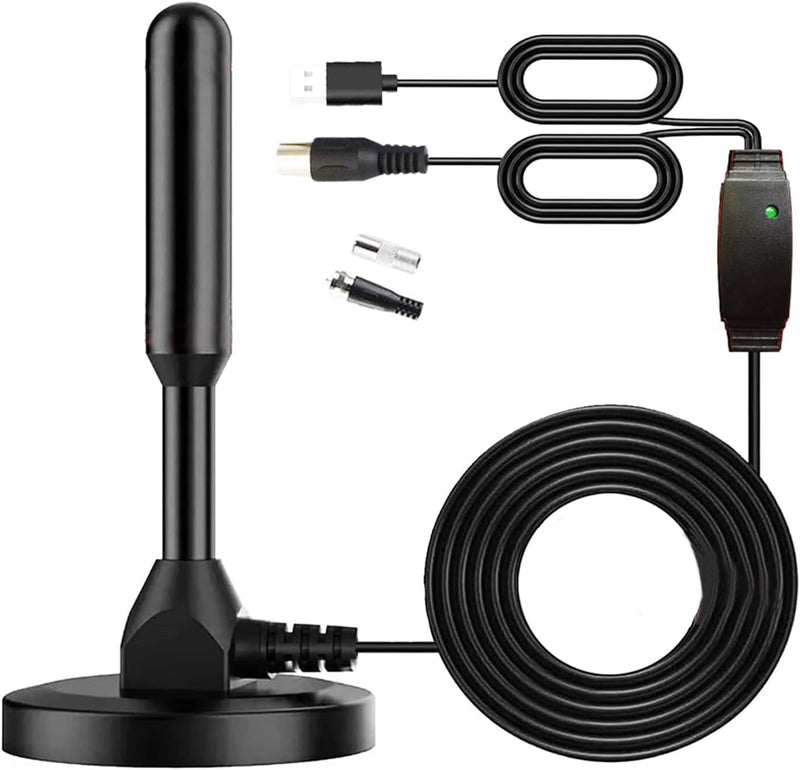 TV Antenna Small Indoor Antennas with Magnetic Base and 360° Reception Support Smart 4K 1080P Fire TV and All Older TV's HDTV Television for Free Local Channels -16.5ft Coax Cable All black