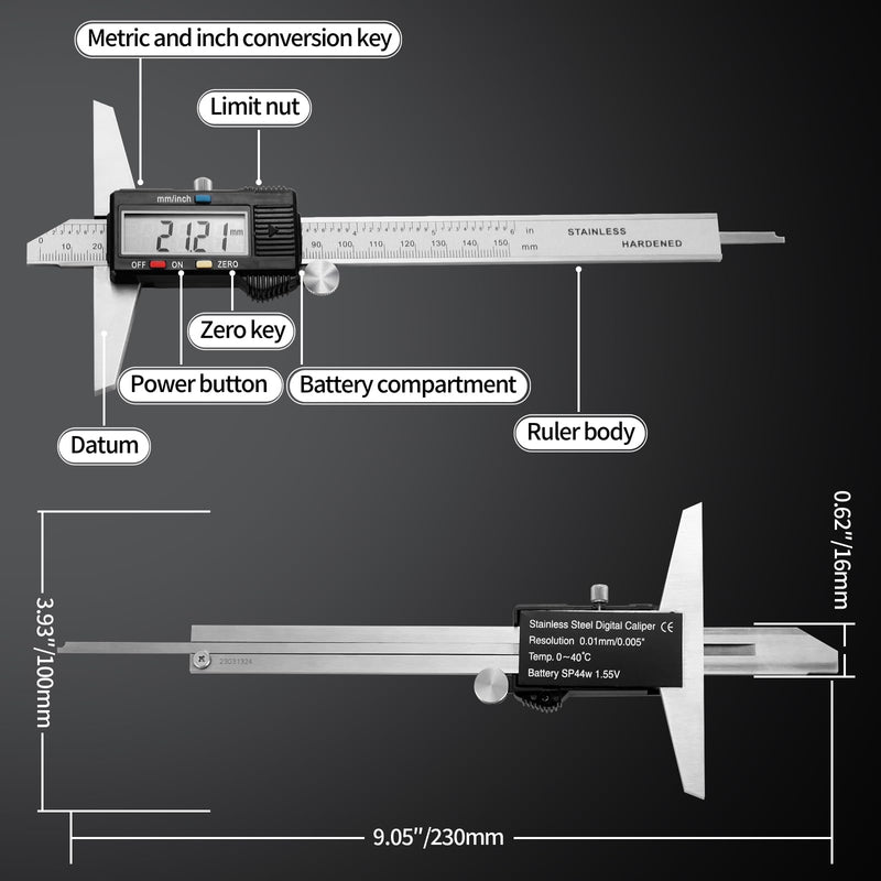 Digital Depth Caliper Electronic Depth Gauge Caliper Depth Rule for Accurate Depth Measurement and DIY Use 0-150mm 0.01mm