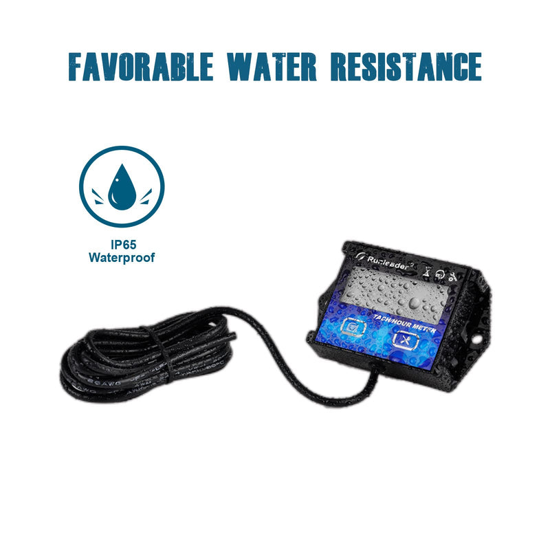 Runleader Digital Hour Meter Tachometer Gauge RPM Alert Backlights Display Battery Replaceable for 2/4 Stroke Small Gas Engine Used on Lawn Mower Generator Outboard Motor ATV Snowmobile Chainsaw