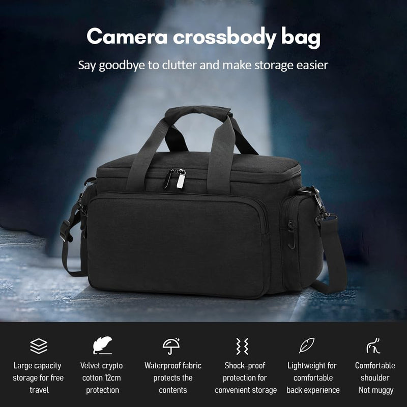 Andoer Camera Case Small Camera Bag Travel Camera Shoulder Bag Water-Resistant Shock-Proof Camcorder Bag DSLR Camera Bag for Mirrorless Camera with Removable Dividers and Shoulder Strap for Women Men