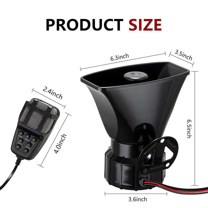 Alarm Horn Siren PA Speaker Mic System, BANHAO 100w 12v 7 Sound Loud Car Alarm Police Car Siren Speaker System Emergency Amplifier Kit for 12V Truck Lorry Boat Vehicle Siren Horn