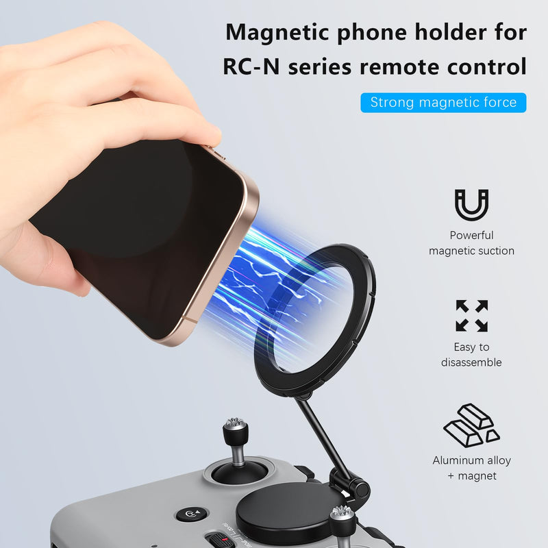 FPVtosky Adjustable Magnetic Phone Stand for DJI RC-N1/N2/N3 Controller, Compatible with DJI Lito 1/ X1/ Neo 2/ Mini 4K/ Flip/Mini 5 Pro/ 4 Pro/Air 3S Drone Remote Accessories