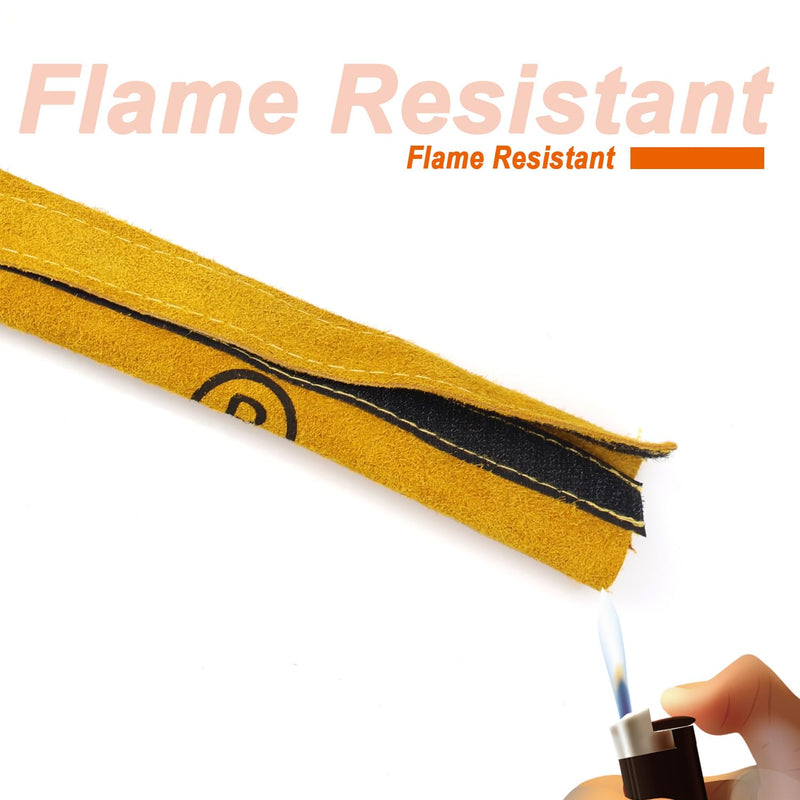 TIG Welding Torch Cable Cover Flame-Resistant Leather Yellow Cover 275"x 4" (23 Feet Length) 23 Feet(7 Meters) 1 Pack