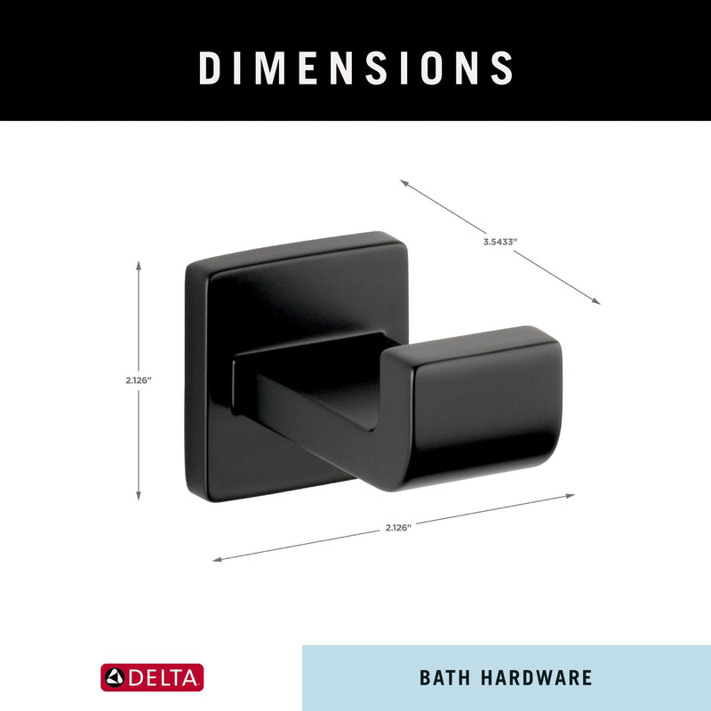 Delta Single Towel Hook for Bathroom or Kitchen| Matte Black | Ara Accessories (Pack of 1)