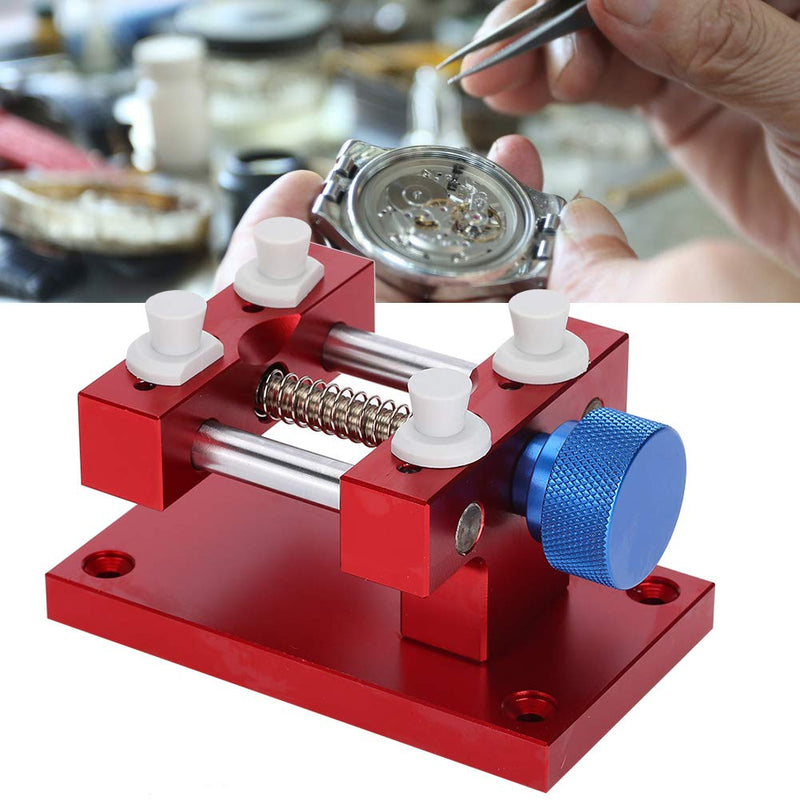 ZJchao Watch Case Holder, 80mm Maximum Opening Aperture Metal Adjustable Watch Case Holder Watch Strap Remover Base Watch Movement Base Repair Tool Watch Back Case Opener for Watch Makers Repairing Red