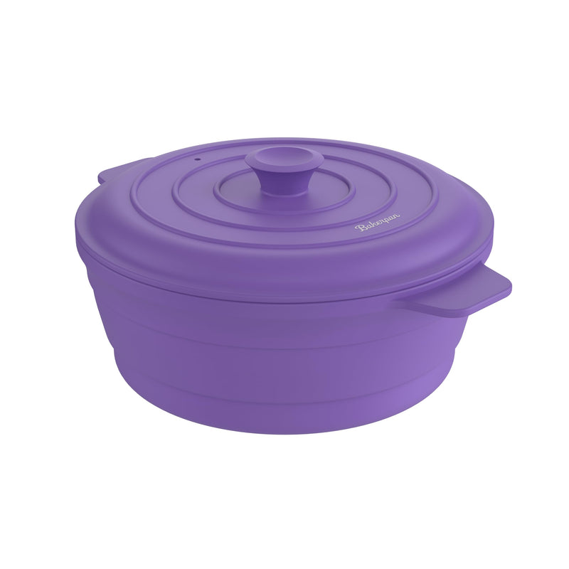 Bakerpan Collapsible Silicone Microwave Vegetable Steamer with Lid - 64 oz Silicone Steamer Pot for Cooking, Steaming & Reheating Food - BPA-Free, Dishwasher Safe 1900 ml
