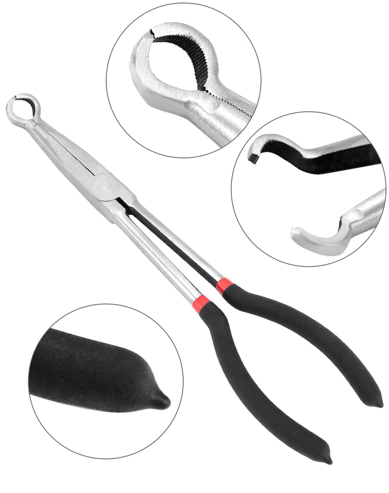QWORK Car Spark Plug Wire Removal Pliers Tool, Sleeve Type Spark Plug Puller + Round Spark Plug Pliers, QS30577