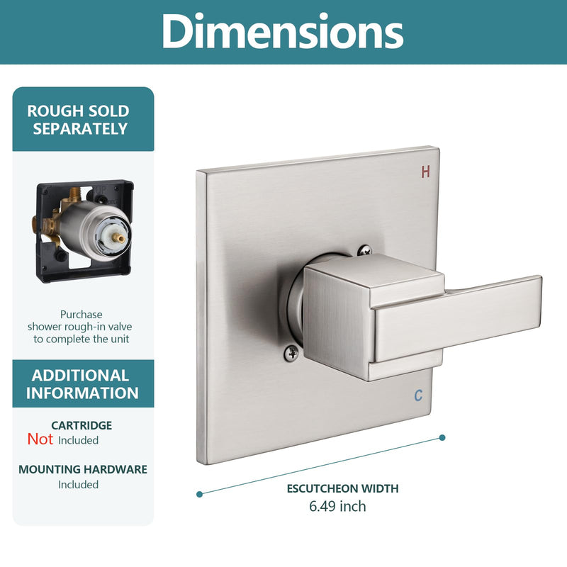 Shower Trim Kit Compatible with Delta 13/14 Series, Shower Cover Plate with Handle, Shower Cover with Handle (Valve& Catridge Not Inclued)- Brushed Nickel
