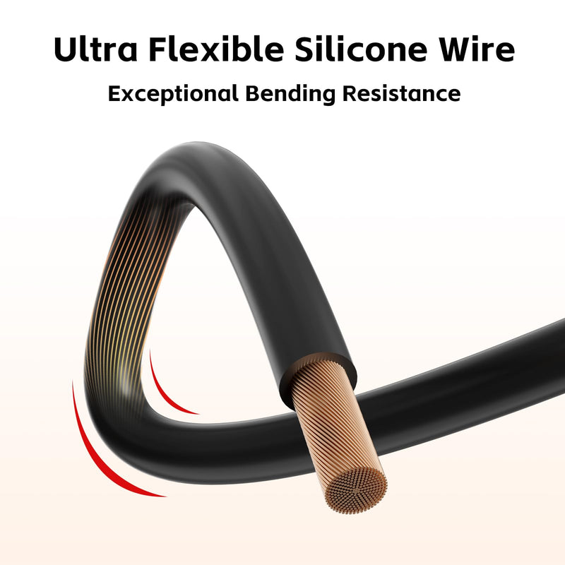 12 AWG Silicone Wire 50ft (Red 25ft & Black 25ft) Conductor 100% Copper | Flexible 12 Gauge Battery Wire for Motor, Automotive, Solar | Rating 600V 392℉ Red & Black ( Oxygen Free Copper )