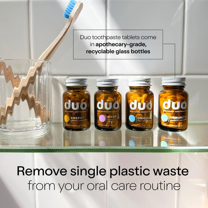 Duo Toothpaste Tablets | Nano-Hydroxyapatite (nHa) Natural Whitening, Remineralize, Reduce Sensitivity | Sustainable & Plastic Free | Dentist Created | Wild Mint Medley - 1 Bottle / 186 Tablets Original 186 Count (Pack of 1)