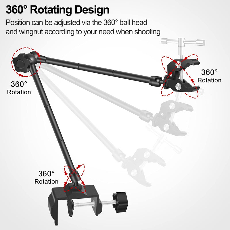 Toolour Helping Hands Soldering Clamp, 19.7” Magic Arm, Flexible Articulating Arms with Clamps, Magic PCB Clip for Hot Air Gun/PCB Holder/Desoldering/Welding/Repairing/DIY Work/Hobby Craft