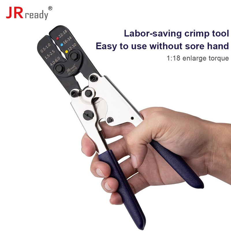 JRready ACT-AD10 Wire Crimping Tool for Heat Shrink Connectors AWG 22-10 - Ratchet Wire Terminal Crimper - Available For Heat Shrink Butt Connectors and Ring Fork Spade Splices