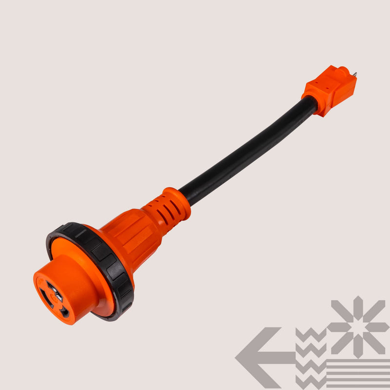 True Mods 30A to 15A 125V RV Power Adapter Cord Plug Connector [NEMA L5-30R 3 Pin Female to 5-15P 3 Prong Male] [Twist Lock] [ETL] [LED Indicator] [10/3 STW Wire] for Boat Marine Trailer Camper 15A to 30A (5-15P/L5-30R Lock)