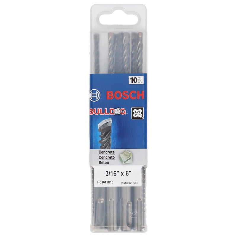 BOSCH HC2011B10 10-Pack 3/16 in. x 4 in. x 6 in. Bulldog SDS-Plus Rotary Hammer Bit
