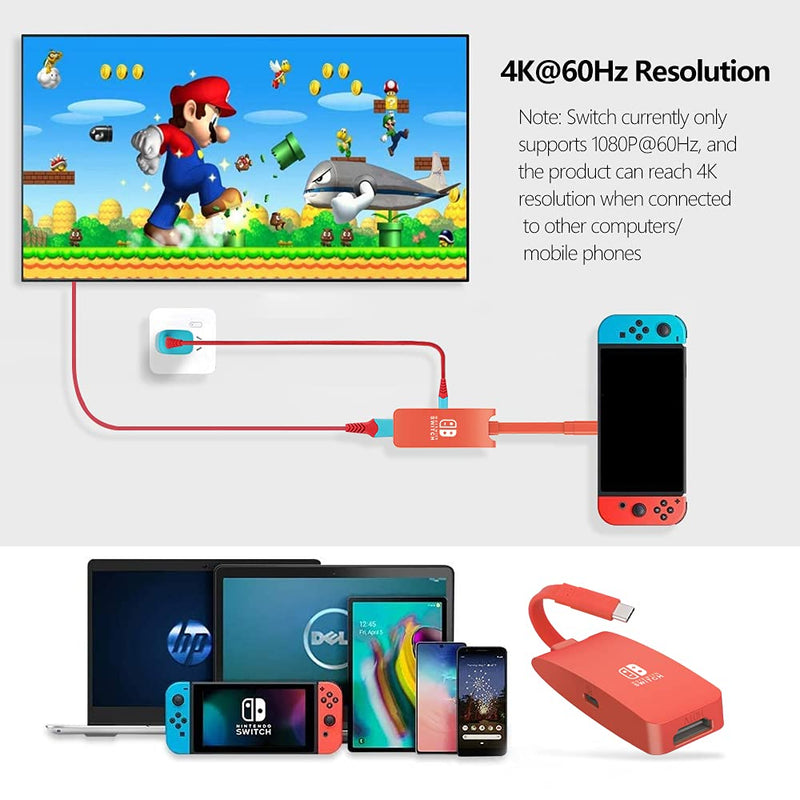 G GOPALA Replacement for Nintendo Switch Dock, 4K@60Hz Switch Dock, Portable Switch Docking Station for TV, 1080P 60Hz TV Dock for Nintendo Switch/OLED Steam Deck-Red Red