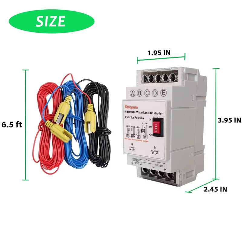 DC 12V Automatic Water Level Controller Liquid Level Sensor Detector Pump Float Switch Control Relay with 6.5ft Detector GL-2 DC 12V