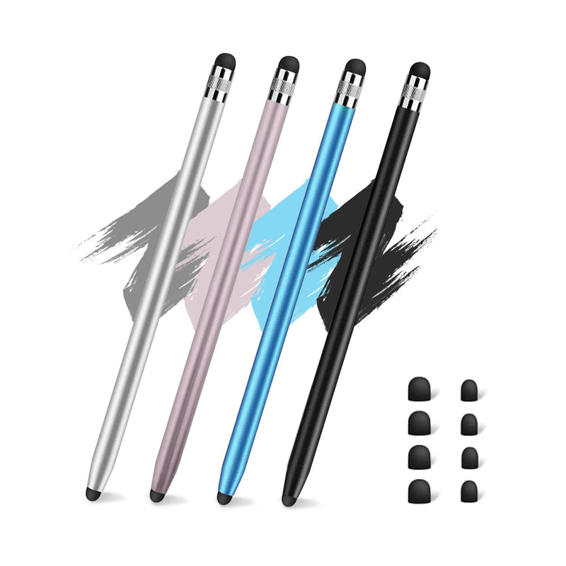 4 Pcs Stylus Pen for Touch Screen, Work for iPad/iPhone/Android Tablets, Stylus 2-in-1 Sensitivity and High Precision, Compatible with All Touch Screens