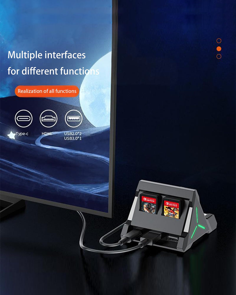 Charging Dock for Nintendo Switch and Switch OLED, Portable TV Dock with 4 K HDMI and USB-C PD Power Station with USB 3.0 Ports, 4-Slot Game Card Holder Base for Official Nintendo Switch