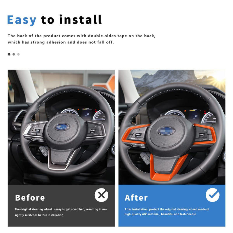 Auovo Steering Wheel Cover Trims for Subaru Crosstreck Outback Legacy Accessories 2018-2025 2026 Steering Wheel Panel Frame Covers for Subaru Impreza 2017-2026/19-26 Forester/Ascent 2018-2026 (Orange) Orange