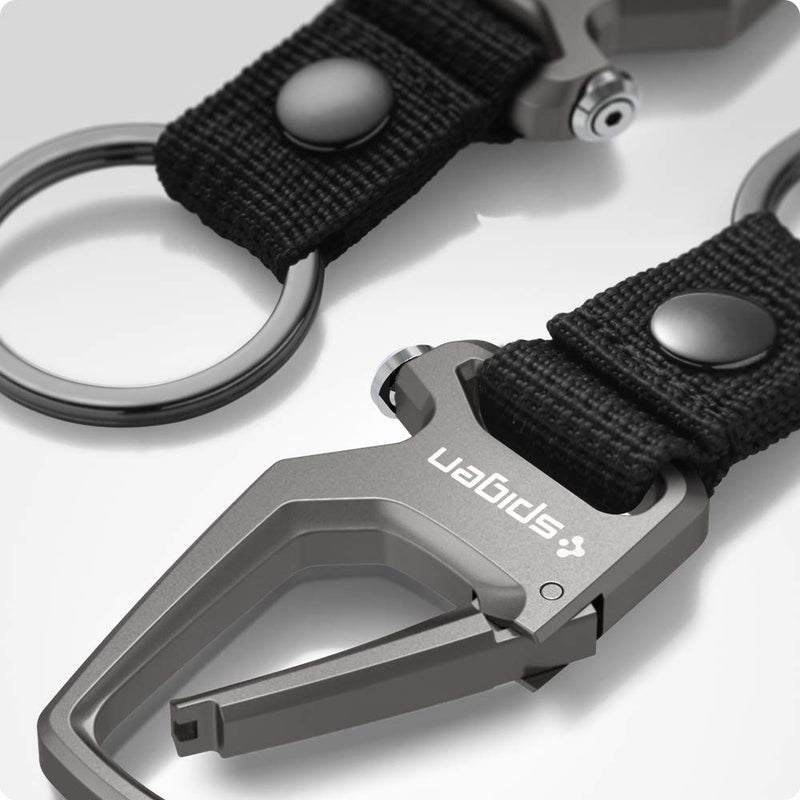 Spigen Life Carabiner Key Ring Clip, Car Keychain Clip, Bottle Opener Key Chain Ring for Men and Women Gunmetal (1-pack)