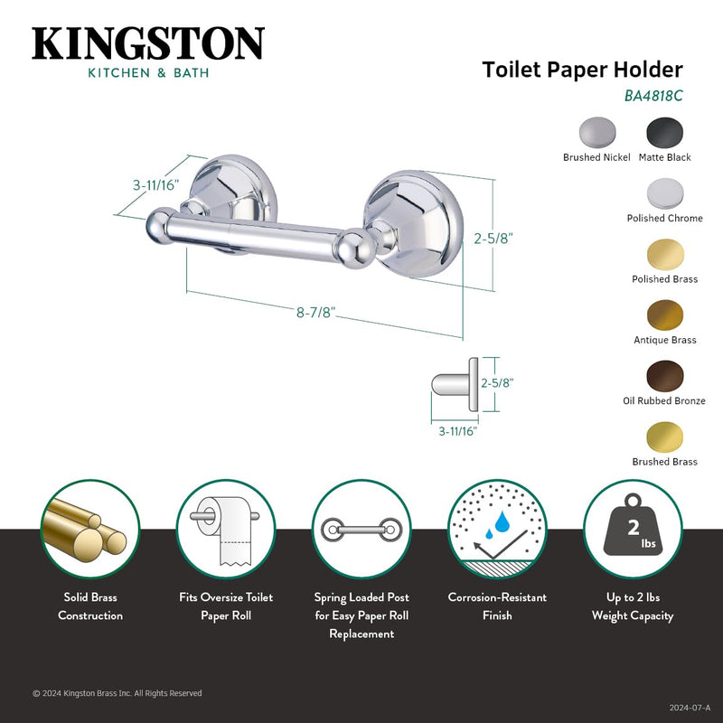 Kingston Brass BA4818PB Metropolitan Toilet Paper Holder, Polished Brass, 8-3/4" 8-3/4"
