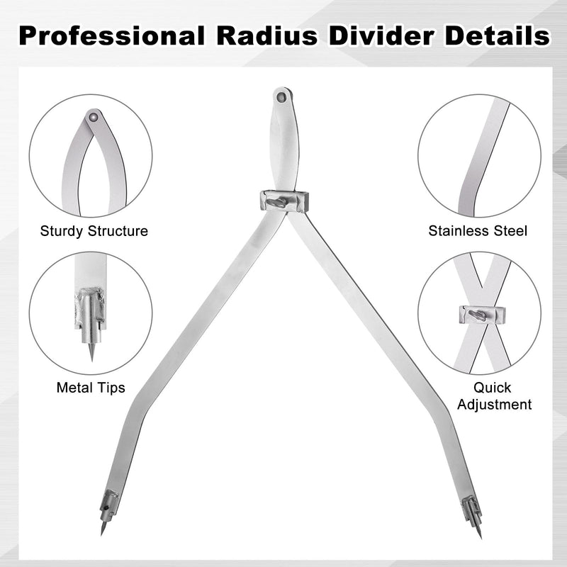 Dunzoom Radius Divider Tool - 24 Inch Insulation Tools Metalworking Drawing Woodworking Scribers Resharpenable and Replaced Points for Normal Sheet Metal Fabrication Layout Divider(2 Pcs) 2