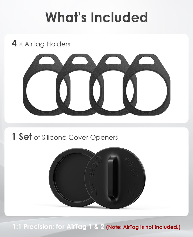 2 Pack Slim Holder Key Ring for AirTag with Easy Battery Replacement Tool | Aluminum Keychain Case Compatible with AirTag 2nd Gen (2026) & 1st Gen (2021), Secure for Keys, Dog Collar & Backpack, Black Slim Aluminum 2