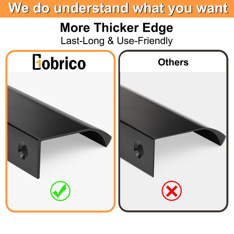 Gobrico 30 Pack Edge Finger Pulls, 3"(76mm) Hole Centers Drawer Pulls, Matte Black Cabinet Pulls, Aluminum Alloy Cabinet Handles, Dresser Pulls 3"(76mm) Hole Center