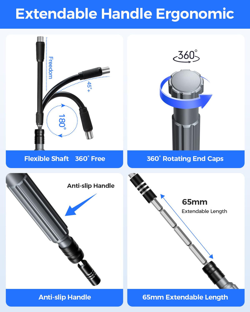 Precision Screwdriver Set, SOONAN 150 in 1 Electronics Tool Kit with 120 Bits Magnetic Screwdriver Set & 30-Bit Magnetic Set Handy Repair Tool for Computer Phone Watch Camera Laptop, Blue 150 in 1, Blue