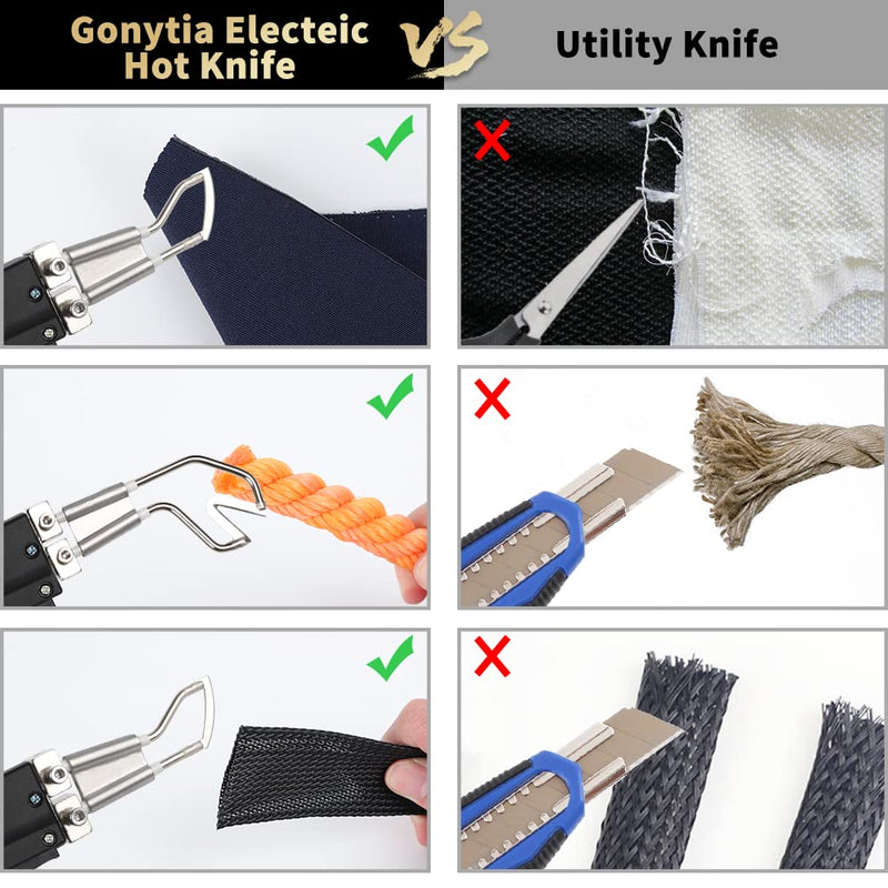 Hot Knife Rope Cutter Fabric Cutter Pro Electric Hot Knife Heat Sealer Cutting Tool kit (GT-R(fabric rope cutter)) Rope Cutter Black