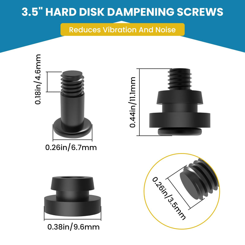 12pcs Hard Disk Drive Mounting Screws with Shock Absorption Rubber Washer Accessories Kit for 3.5 inches SSD HDD