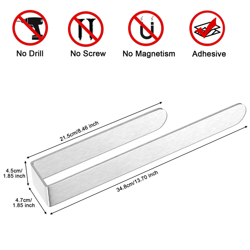 HUFEEOH Hand Towel Holder, Self Adhesive Towel Bar Towel Holder for Kitchen Cabinet, Stainless Steel Bath Towel Holder Stick on Wall Silver 14 Inch
