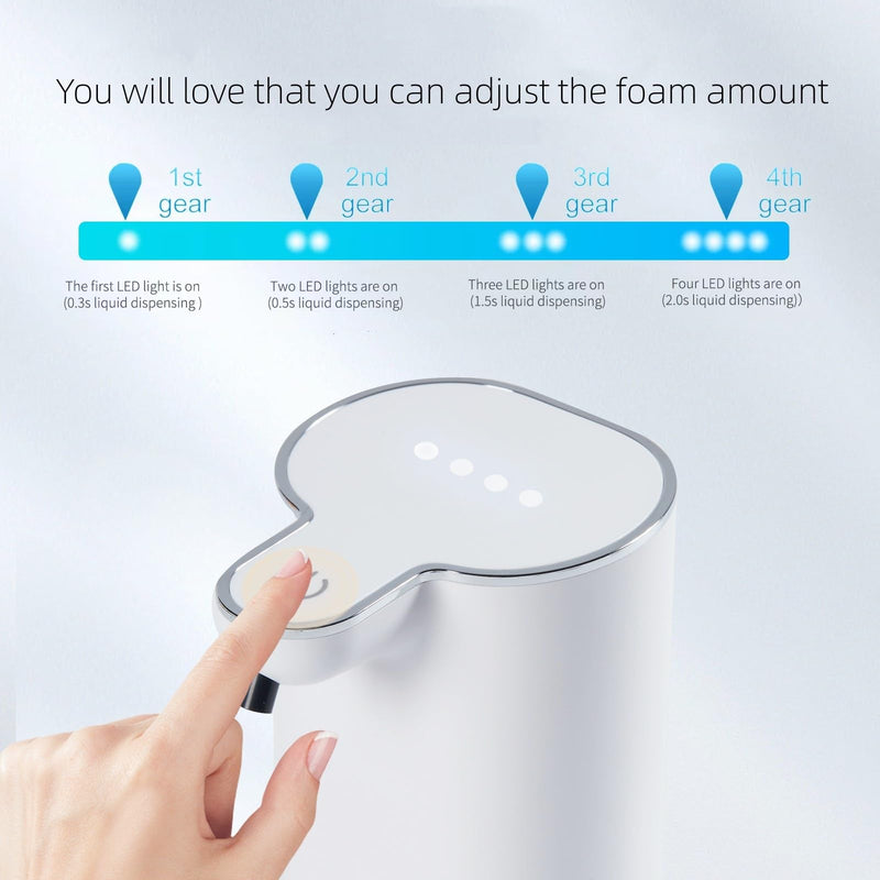 V9 Automatic Foaming Soap Dispenser - Touchless, 4-Level Adjustable Foam, 1200mAh Large Capacity Rechargeable Battery, Design for Bathroom, Kitchen