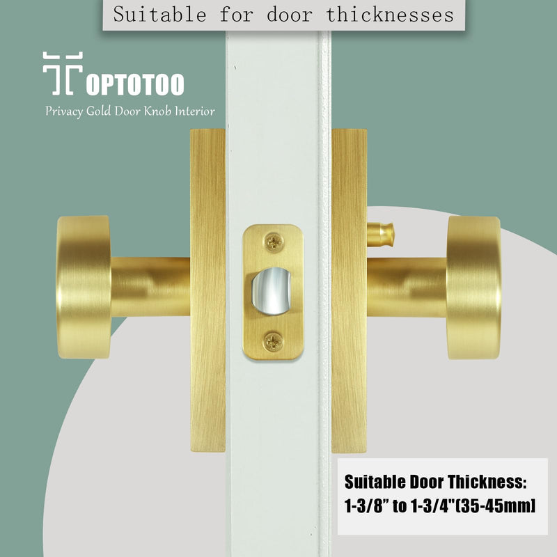Brushed Gold Door Knobs Interior，Privacy Door Knob with Lock, Modern Door Handles, Satin Brass Door Knobs for Bedroom Bathroom Privacy
