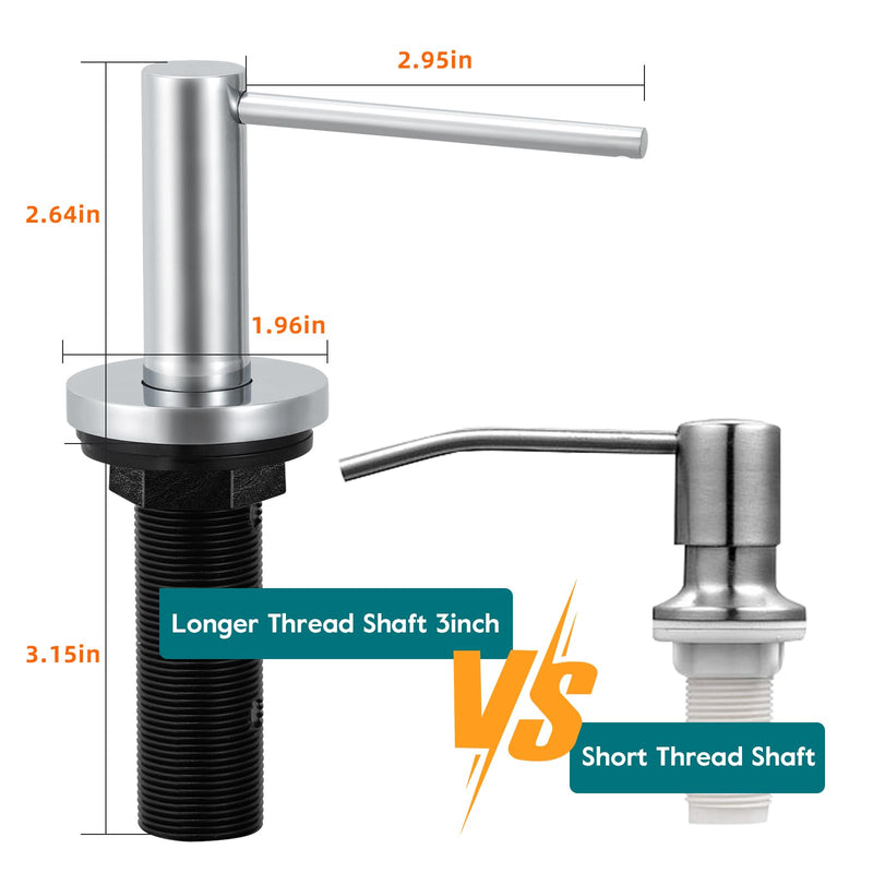 Gappo Soap Dispenser for Kitchen Sink Polished Chrome, Stainless Steel Countertop Pump, Built in Sink Soap Dispenser with 47" Extension Tube kit
