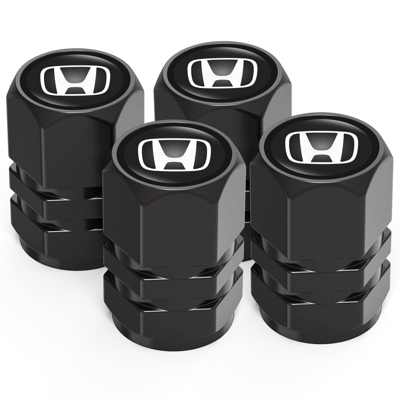 Tire Valve Caps, Valve Stem Caps Fit Honda Accord Civic Fit CRV Pilot EX CR-V EX-L Touring Pilot, Alloy Car Tire Caps for Corrosion Resistant Leak-Proof Car Accessories, Black Fit-b8