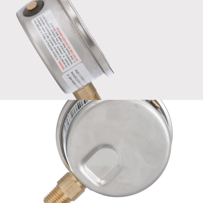 Winters 2-1/2" Dial Size, Liquid Filled Industrial Pressure Gauge, Brass Internals, 304 Stainless Steel Case, Single Scale 0-300 psi, 1.5% Acc, 1/4" NPT Bottom Mount, Glycerin Filled Pressure Gauge 0/300 PSI