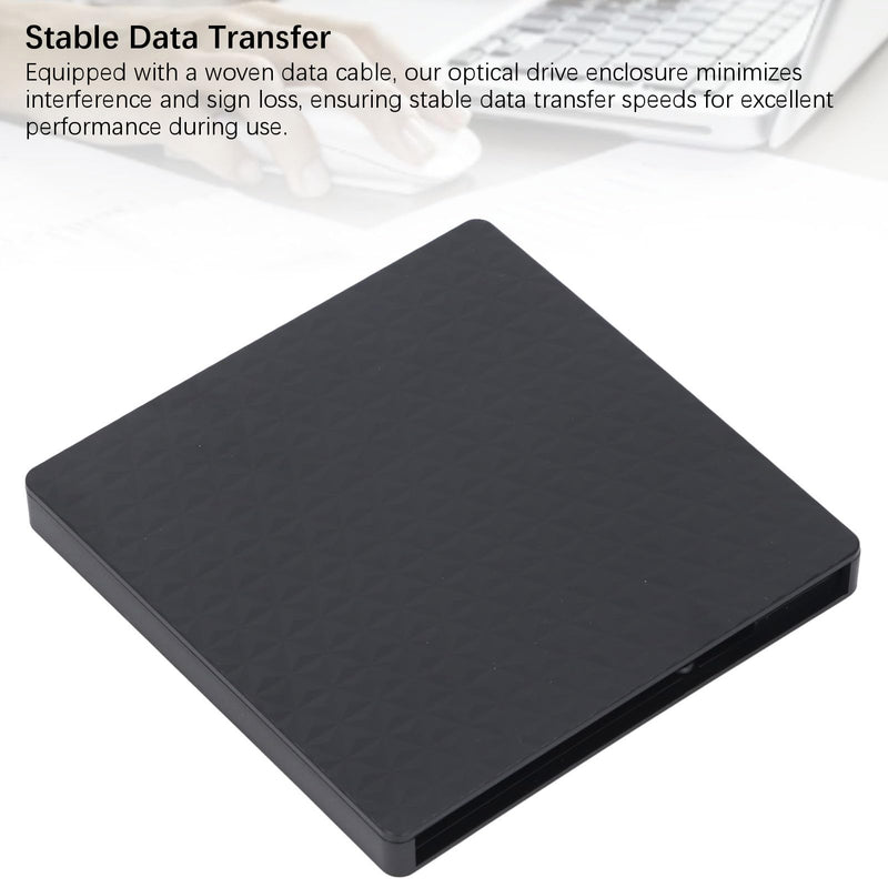 Tangxi External Optical Drive Case, USB 3.0 Type C and Type A Enclosure for 9.5mm CD DVD BD Drives, with Plug and Play Foldable Cable for and