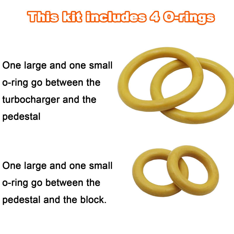 Yellow O-Ring Gaskets Kit Suitable for 1994-2003 Ford 7.3L Powerstroke Diesel Turbo Pedestal and Compatible for E-350 E-450 Econoline Vans F750F-250Super Duty
