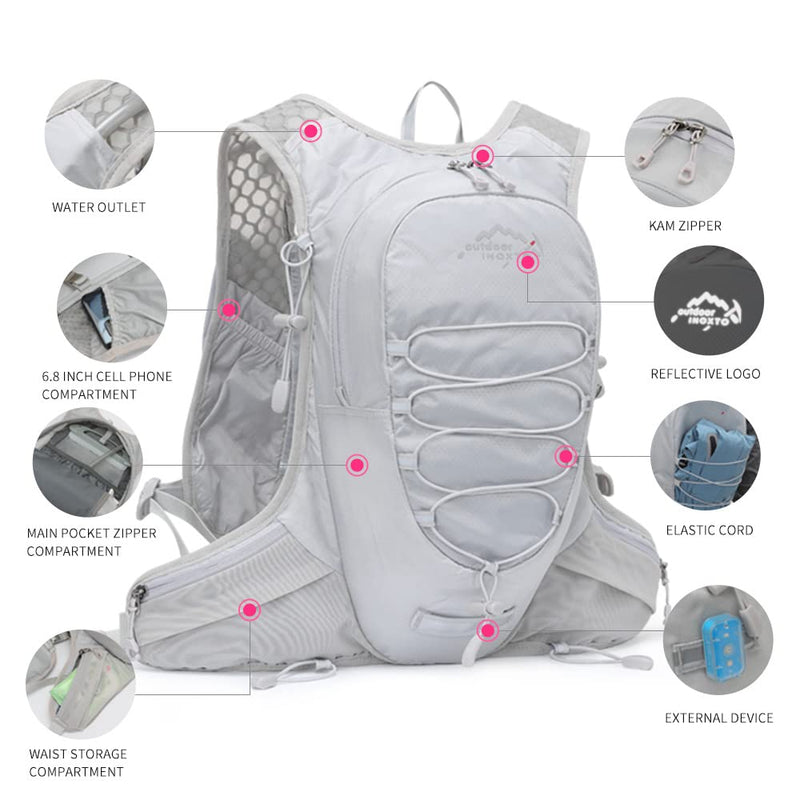 Running Hydration Vest for Men Women Water Backpack for Running 3L Running Hydration Pack for Trail Running Marathon Race Hiking grey