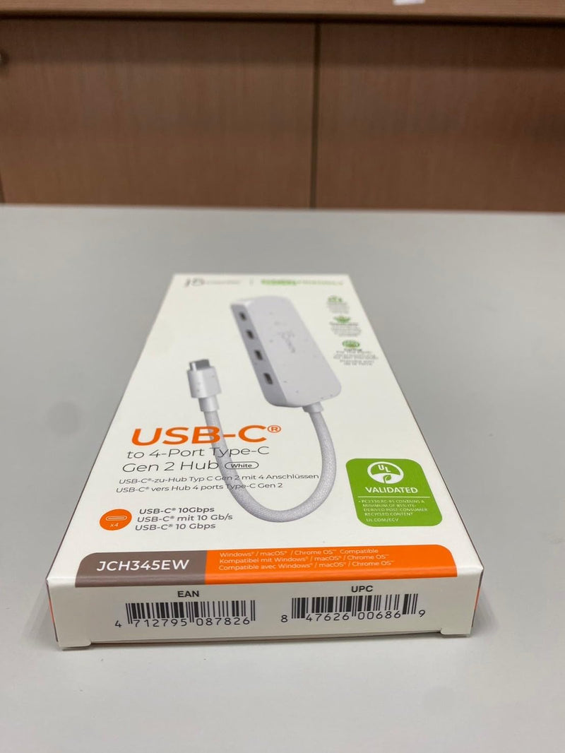 j5create 4-in-1 USB-C to 4-Port 10Gbps Type-C Hub, Eco-Friendly, Compatible with MacBook Pro, MacBook Air, iPad, Mac mini, Windows Laptop, and More(JCH345EW) Natural White