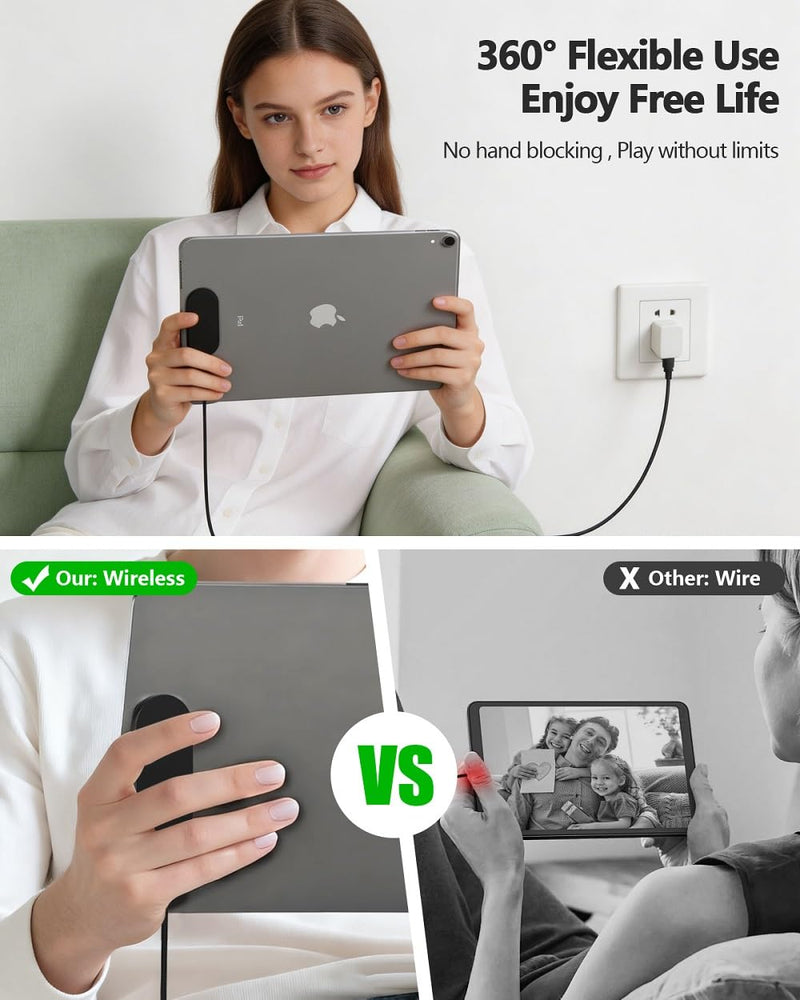 Magnetic Wireless Charger for iPad Pro 11 (1st/2nd/3rd/4th) & iPad Air 11 (M2/M3) & iPad Air 10.9 (4t, 27W Fast Charging Smart Connector Alloy Wireless Charging Pad with USB-C Cord Cable 11inch 1st-4th Gen