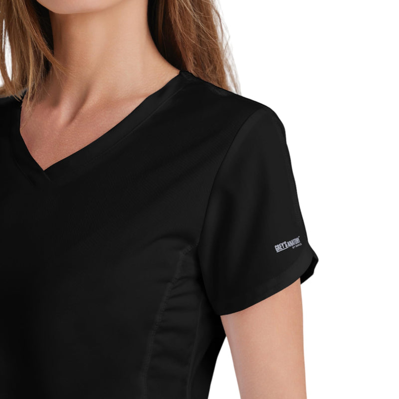 BARCO Grey's Anatomy Scrubs - Cora Scrub Top for Women, Crossover V-Neck, Fitted Back Super-Soft Women's Scrub Top Medium Black