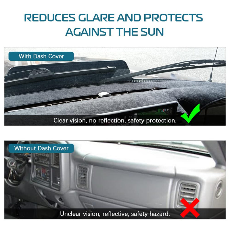 KEDAKEJI Black Dash Cover Fit Compatible with 2007-2014 Chevy Tahoe, Avalanche, Suburban, GMC Yukon/Yukon XL, Sierra & Silverado LTZ, Dashboard Cover Carpet 2007-2014 Chevy and GMC
