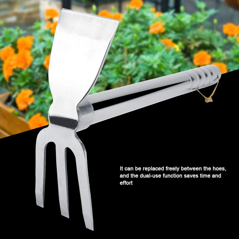 Stainless Steel Hoe and Cultivator, Hand Tiller for Gardening, Weeding, Tilling Soil Heavy Duty Bend Proof Mini Stainless Steel Fork and Blade Rust Proof Finish