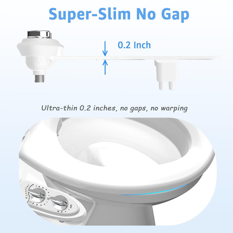 Aünsffer Bidet Toilet Attachment,Non-Electric 3 Wash Modes, Adjustable Water Pressure, Cold Water, White