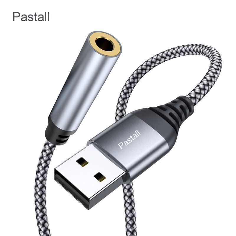 Pastall USB to 3.5mm Jack Audio Adapter, 39 inch USB to Audio Aux Cable External Stereo Sound Card, 3.5mm TRRS Female Headset for PS4/PS5/Headphone/Mac/Linux/Laptop/Desktops/Docking Station 1Pack 39 inch
