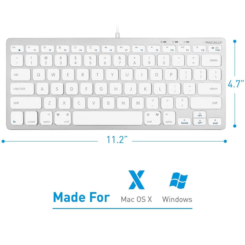 Macally Mini Wired Keyboard and an Adjustable Vertical Laptop Stand, Universal Design to Fit Any Laptop