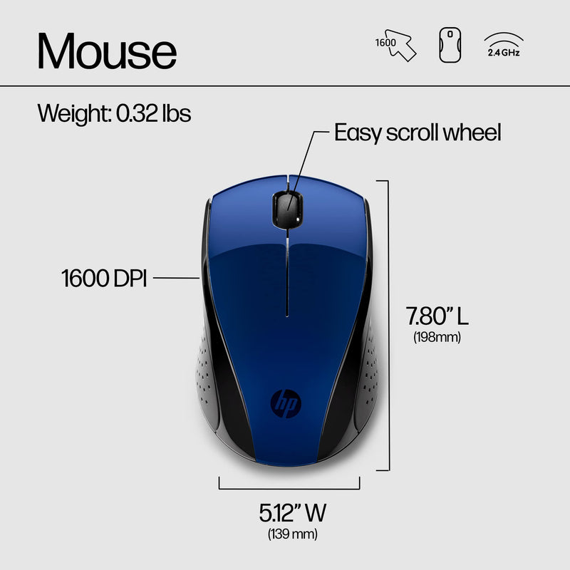 HP X3000 G3 Wireless Mouse - Blue, 15-Month Battery, Side Grips for Control, Travel-Friendly, Blue LED, Powerful 1600 DPI Optical Sensor, Compatible with Wins PC/Laptop, Mac, Chromebook (683N8AA#ABL) New Version